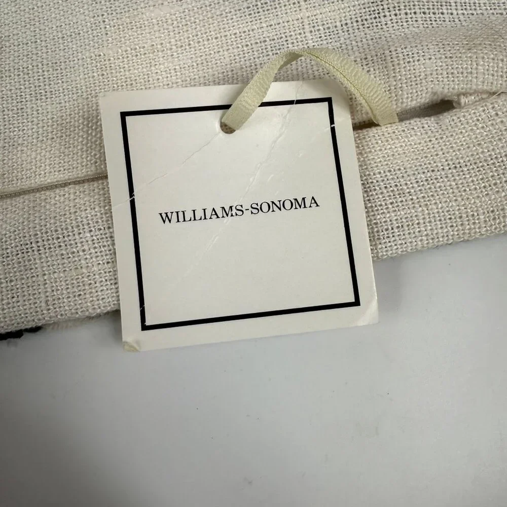 Williams-Sonoma Throw Pillow Cover Linen Velvet Applique Beige Geometric set of
